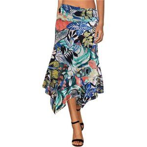 Women's Flowy Handkerchief Hemline Midi Skirt